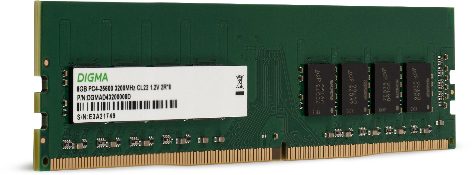 Память DDR4 8Gb 3200MHz Digma DGMAD43200008D RTL PC4-25600 CL22 DIMM 288-pin 1.2В dual rank Ret — изображение 5