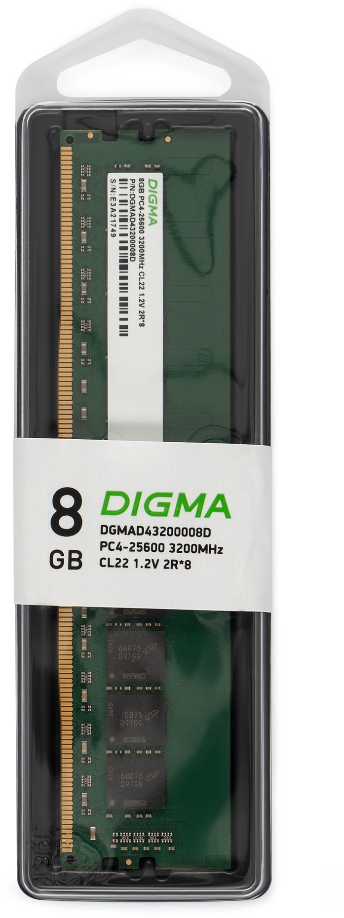 Память DDR4 8Gb 3200MHz Digma DGMAD43200008D RTL PC4-25600 CL22 DIMM 288-pin 1.2В dual rank Ret — изображение 6