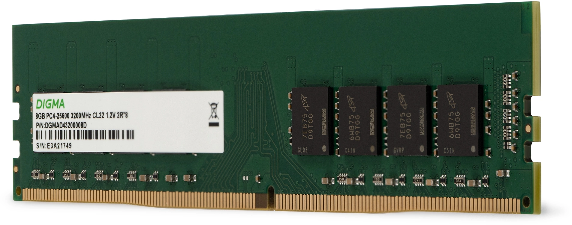 Память DDR4 8Gb 3200MHz Digma DGMAD43200008D RTL PC4-25600 CL22 DIMM 288-pin 1.2В dual rank Ret — изображение 4