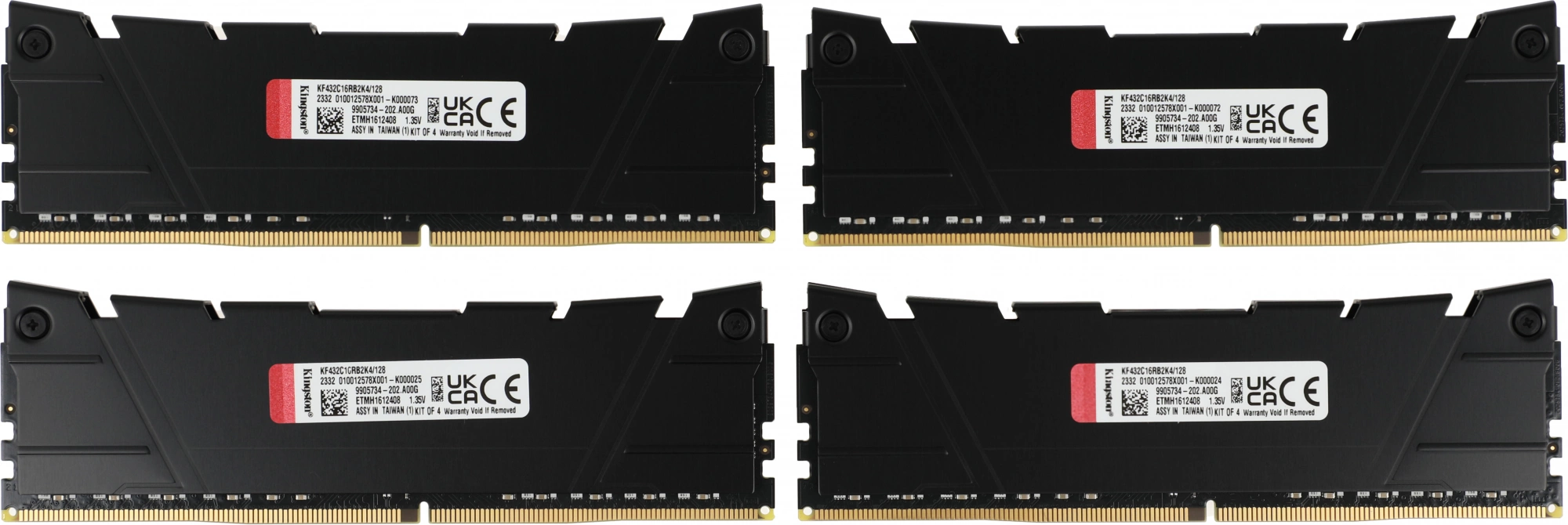 Память DDR4 4x32GB 3200MHz Kingston KF432C16RB2K4/128 Fury Renegade Black RTL Gaming PC4-25600 CL16 DIMM 288-pin 1.35В kit dual rank с радиатором Ret — изображение 4