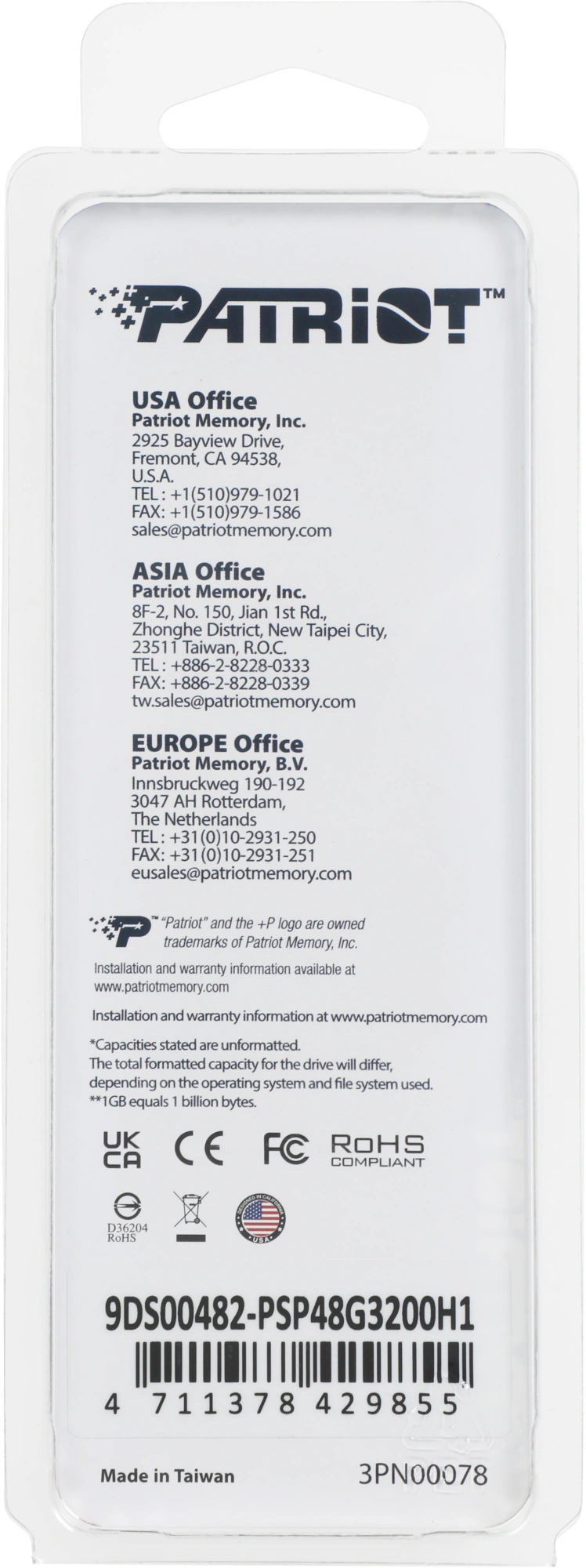 Память DDR4 8GB 3200MHz Patriot PSP48G3200H1 Signature Premium RTL PC4-25600 CL22 DIMM 288-pin 1.2В single rank с радиатором Ret — изображение 6