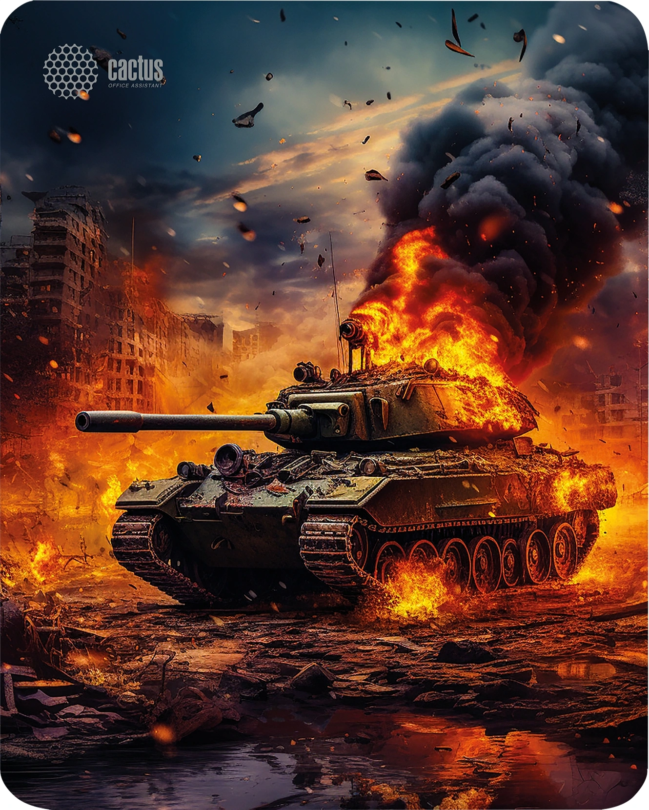 Коврик для мыши Cactus Burning tank рисунок 300x250x3мм (CS-MP-D04M)