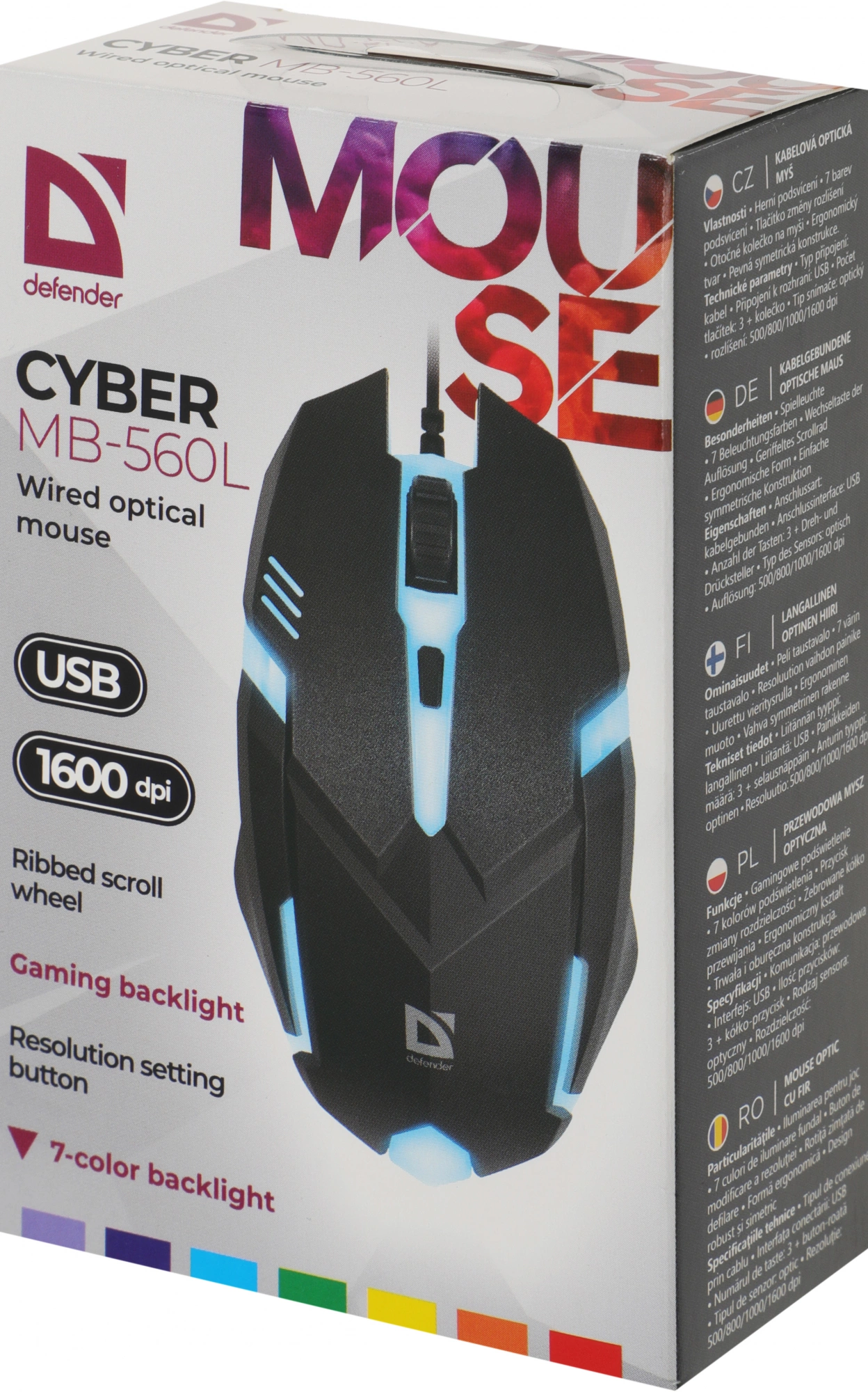 Мышь Defender Cyber MB-560L черный оптическая 1600dpi USB для ноутбука 2but (52560) — изображение 9
