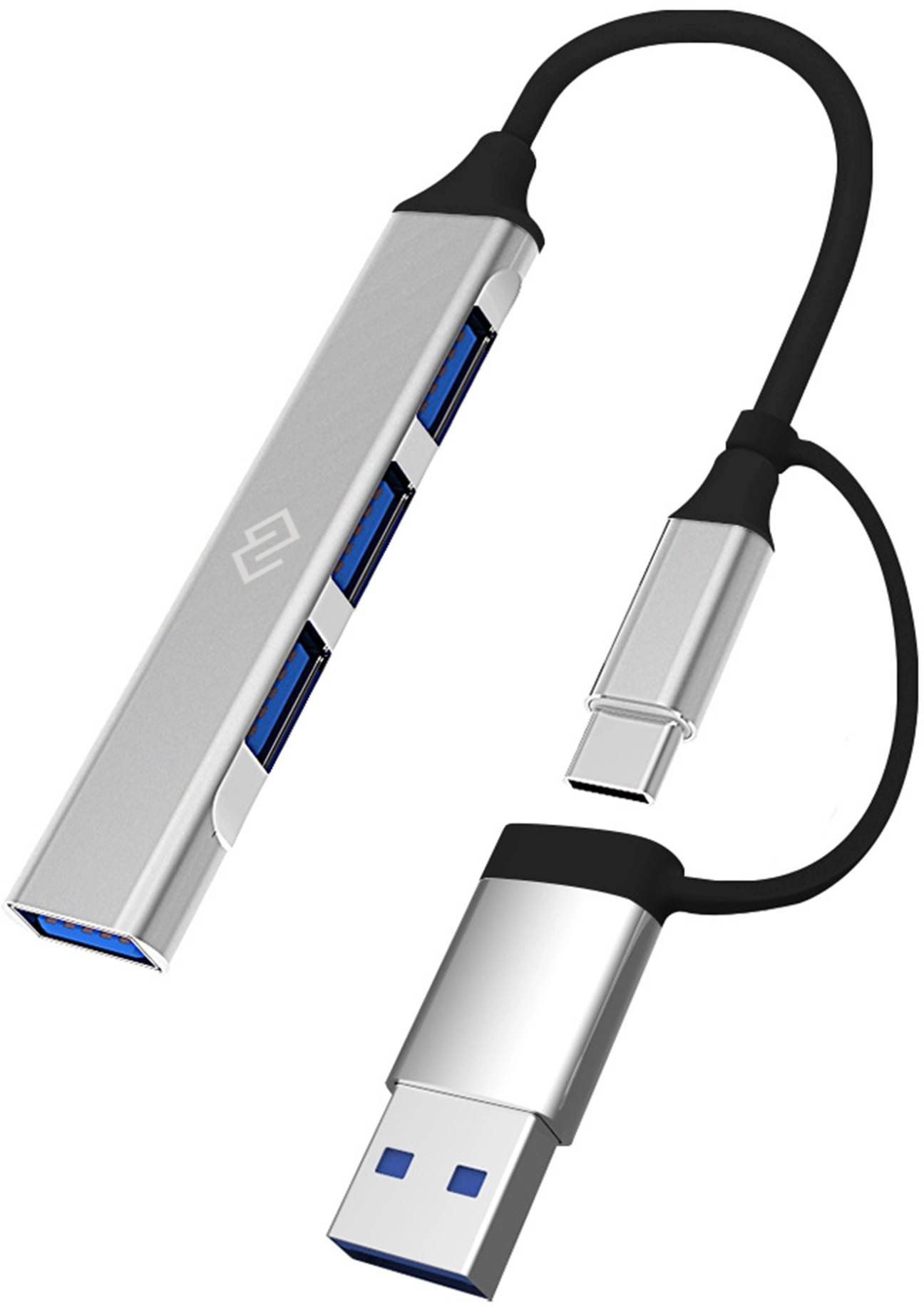 Разветвитель USB-C + USB-A Digma DHUB-4USB-AC-2.0 4порт. серебристый