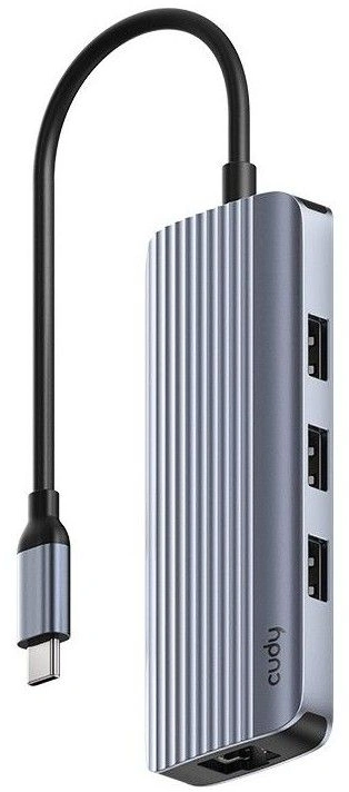 Разветвитель USB-C Cudy UH606 3порт. серебристый