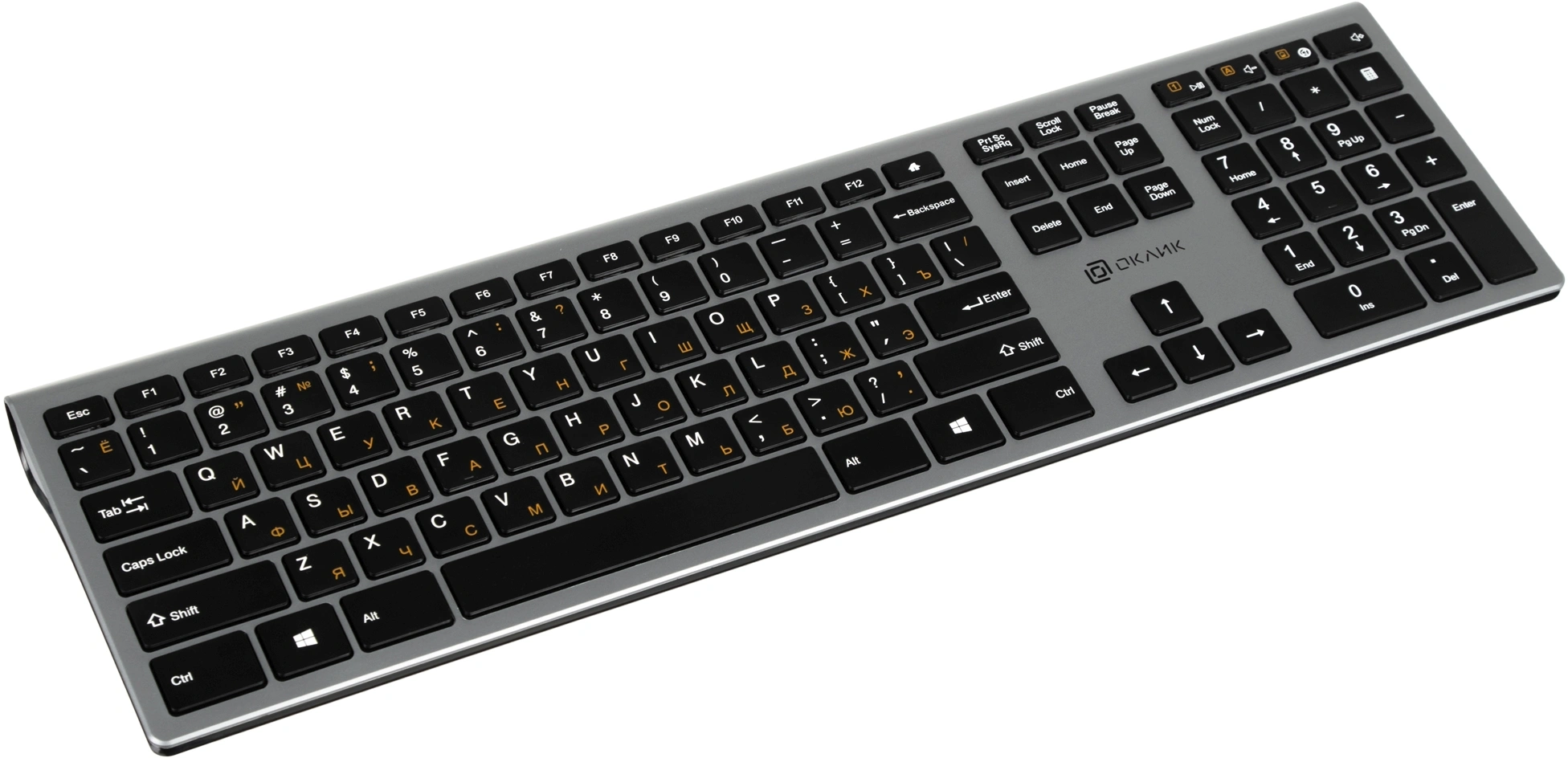 Клавиатура Оклик 890S серый USB беспроводная slim (1196549)