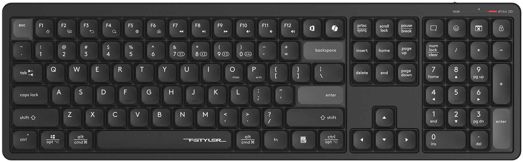Клавиатура A4Tech FBX55C черный USB беспроводная BT/Radio slim Multimedia