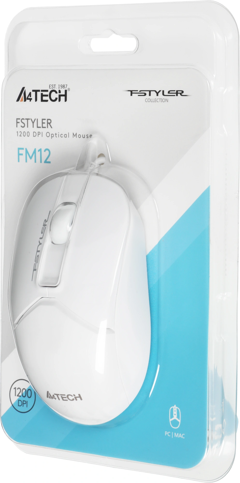 Мышь A4Tech Fstyler FM12 белый оптическая 1200dpi USB 3but (FM12 WHITE)