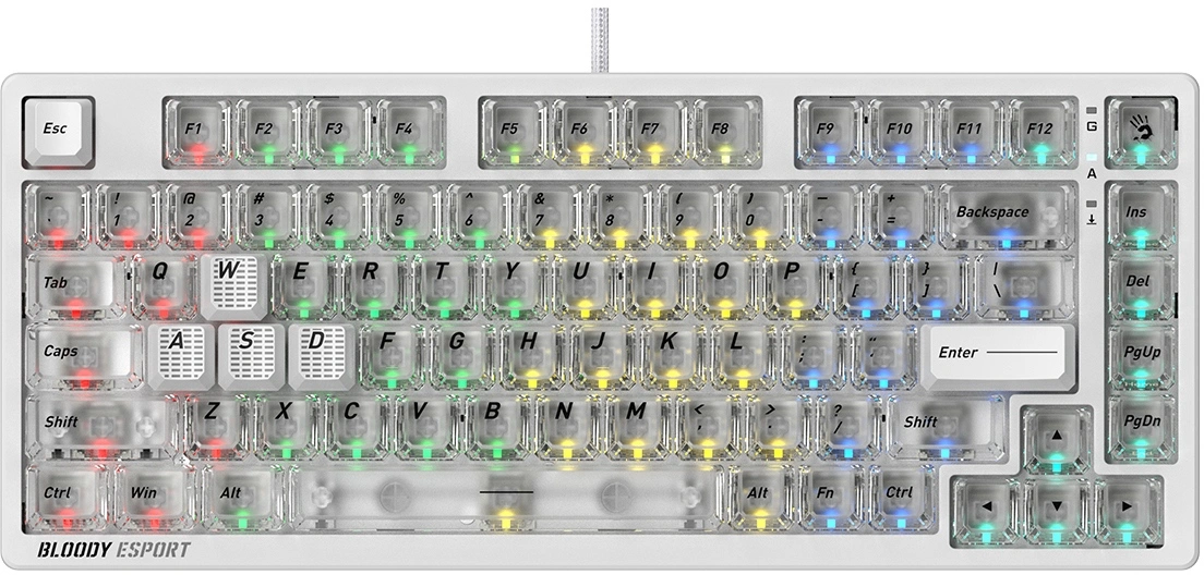 Клавиатура A4Tech Bloody MS76 механическая белый USB Multimedia for gamer LED (MS76) кабель 1.8м