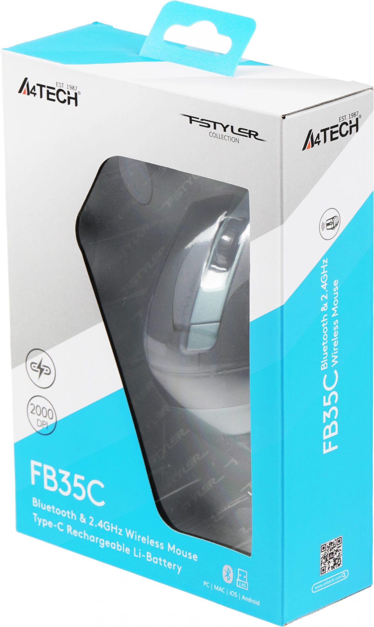 Мышь A4Tech Fstyler FB35C зеленый/черный оптическая 2000dpi беспров. BT/Radio USB 6but (FB35C MIDNIGHT GREEN)