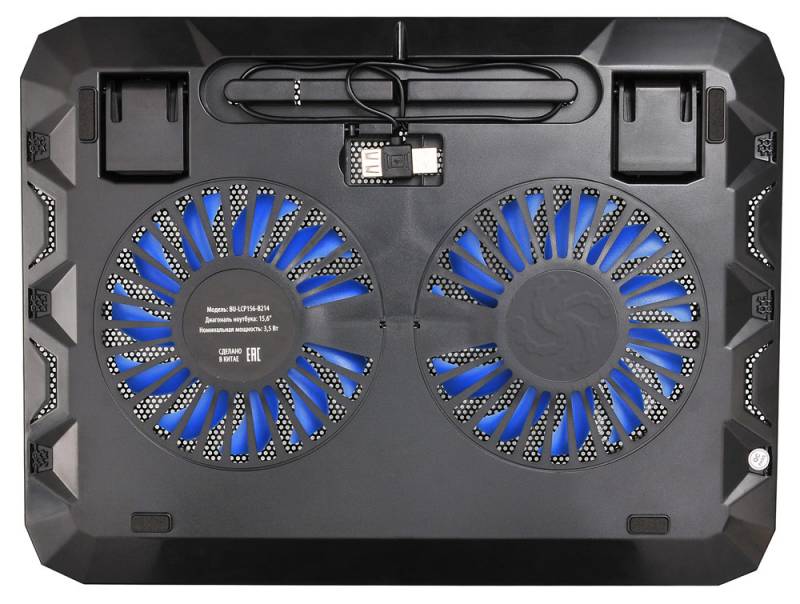 Подставка для ноутбука Buro BU-LCP156-B214 15.6"358x270x21мм 1xUSB 2x 140ммFAN 597г металлическая сетка/пластик черный — изображение 2
