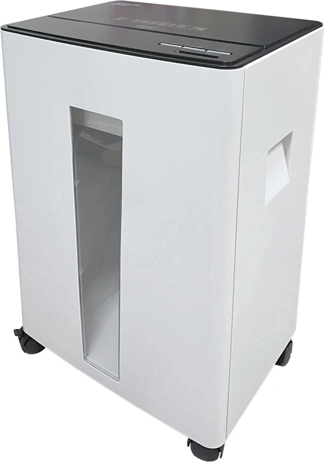 Шредер Office Kit S330SF (3,9х35) белый/черный (секр.P-4) фрагменты 13лист. 30лтр. скобы пл.карты