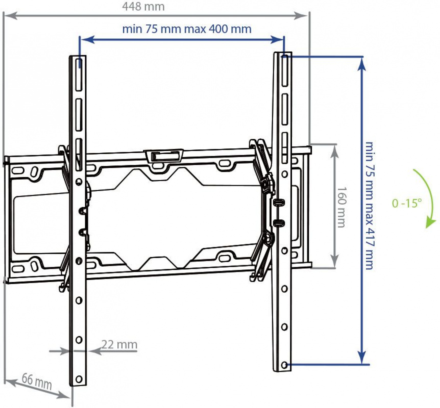 Кронштейн для телевизора Kromax ELEMENT-4 черный 22"-65" макс.50кг настенный наклон — изображение 4