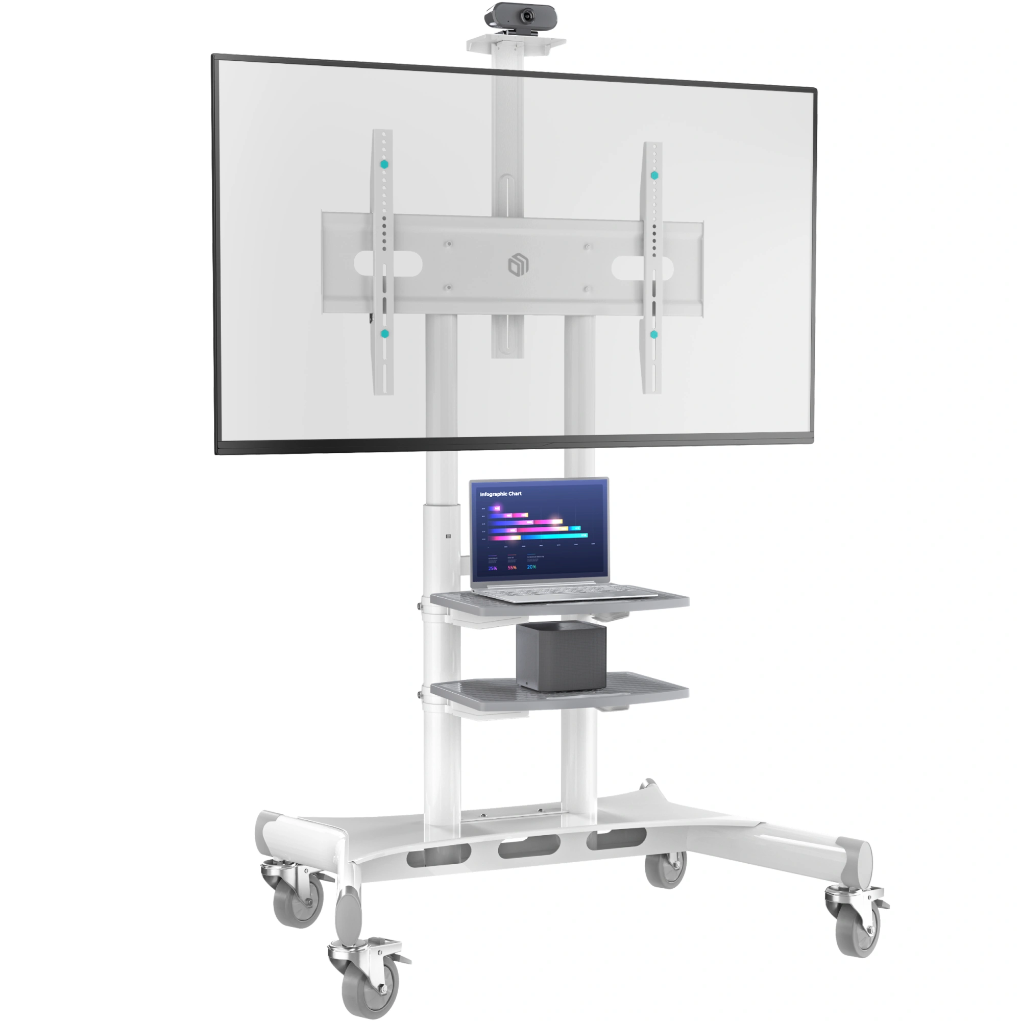 Подставка для телевизора Onkron TS1881 белый 50"-86" макс.105.9кг напольный мобильный