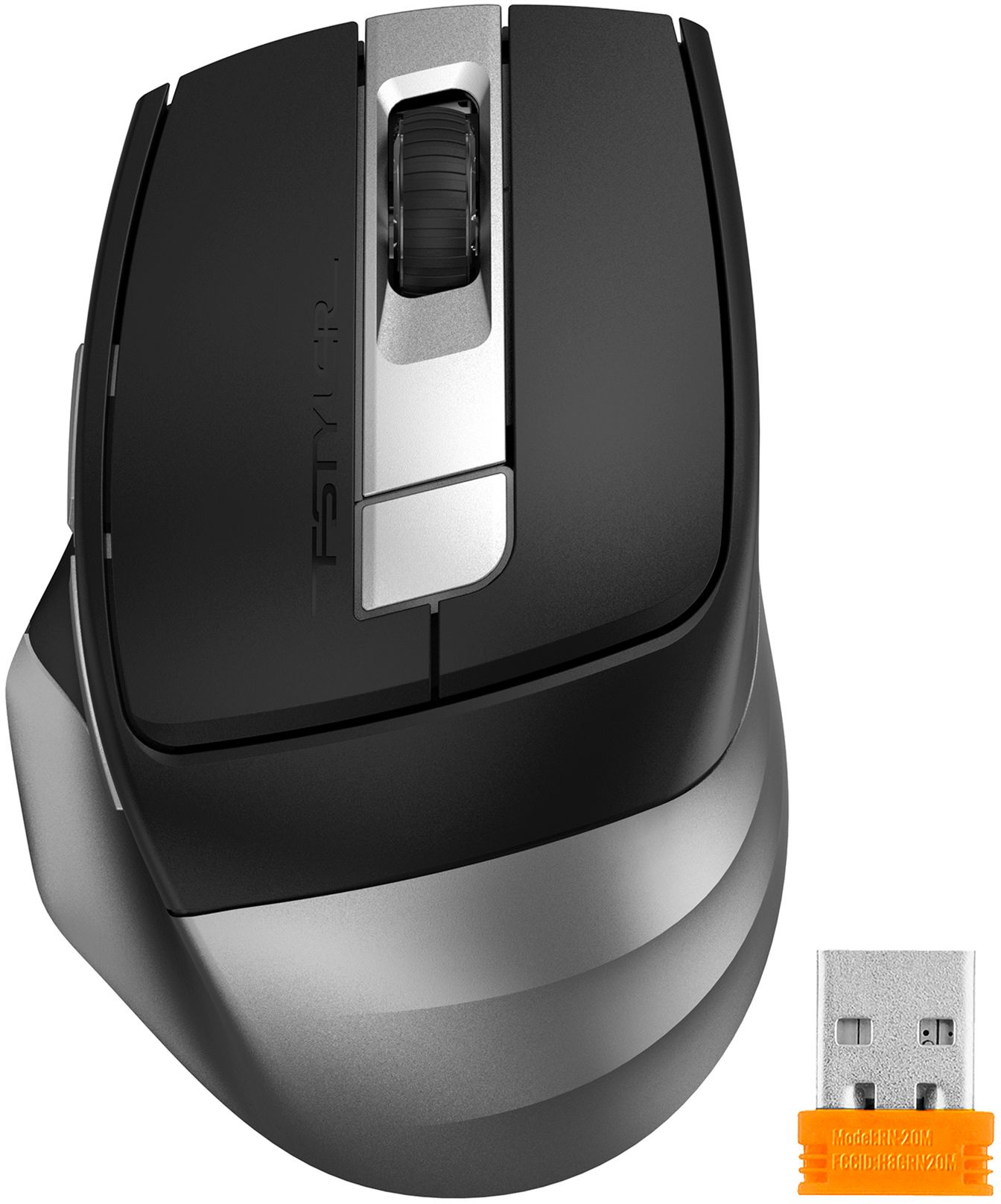 Мышь A4Tech Fstyler FB35CS серый/черный оптическая 2000dpi silent беспров. BT/Radio USB 5but (FB35CS USB SMOKY GREY) — изображение 2