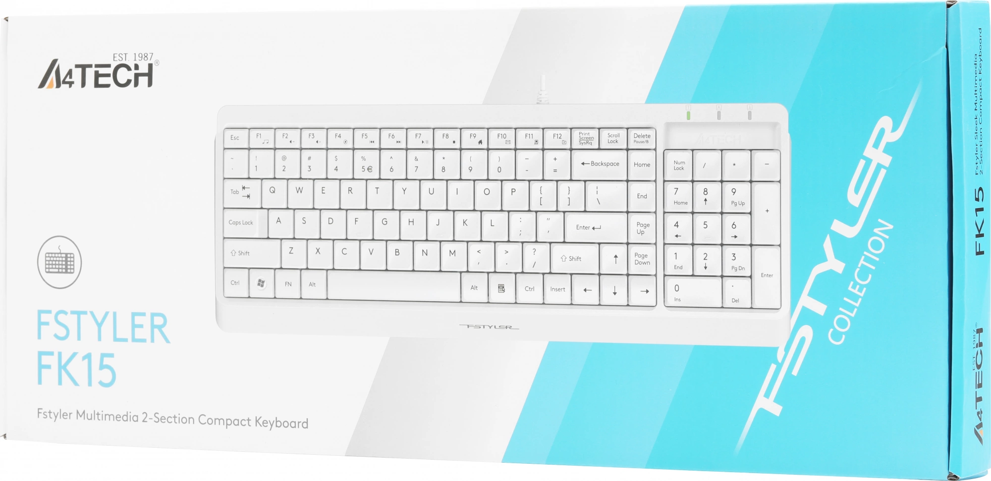 Клавиатура A4Tech FK15 белый USB (FK15 WHITE) кабель 1.5м