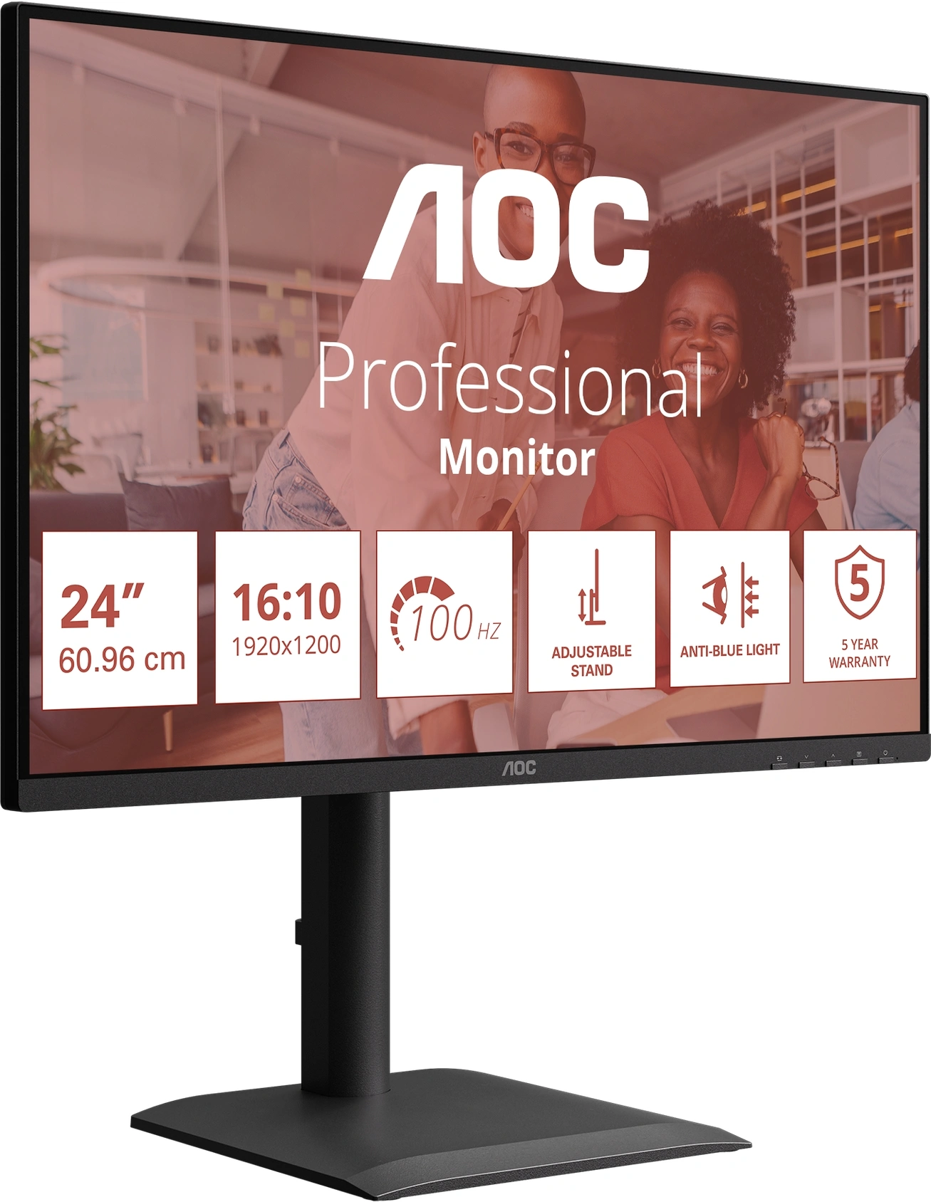 Монитор AOC 24" X24E4U черный IPS LED 16:10 HDMI M/M матовая HAS Piv 300cd 178гр/178гр 1920x1200 100Hz VGA DP FHD USB 5.22кг — изображение 2
