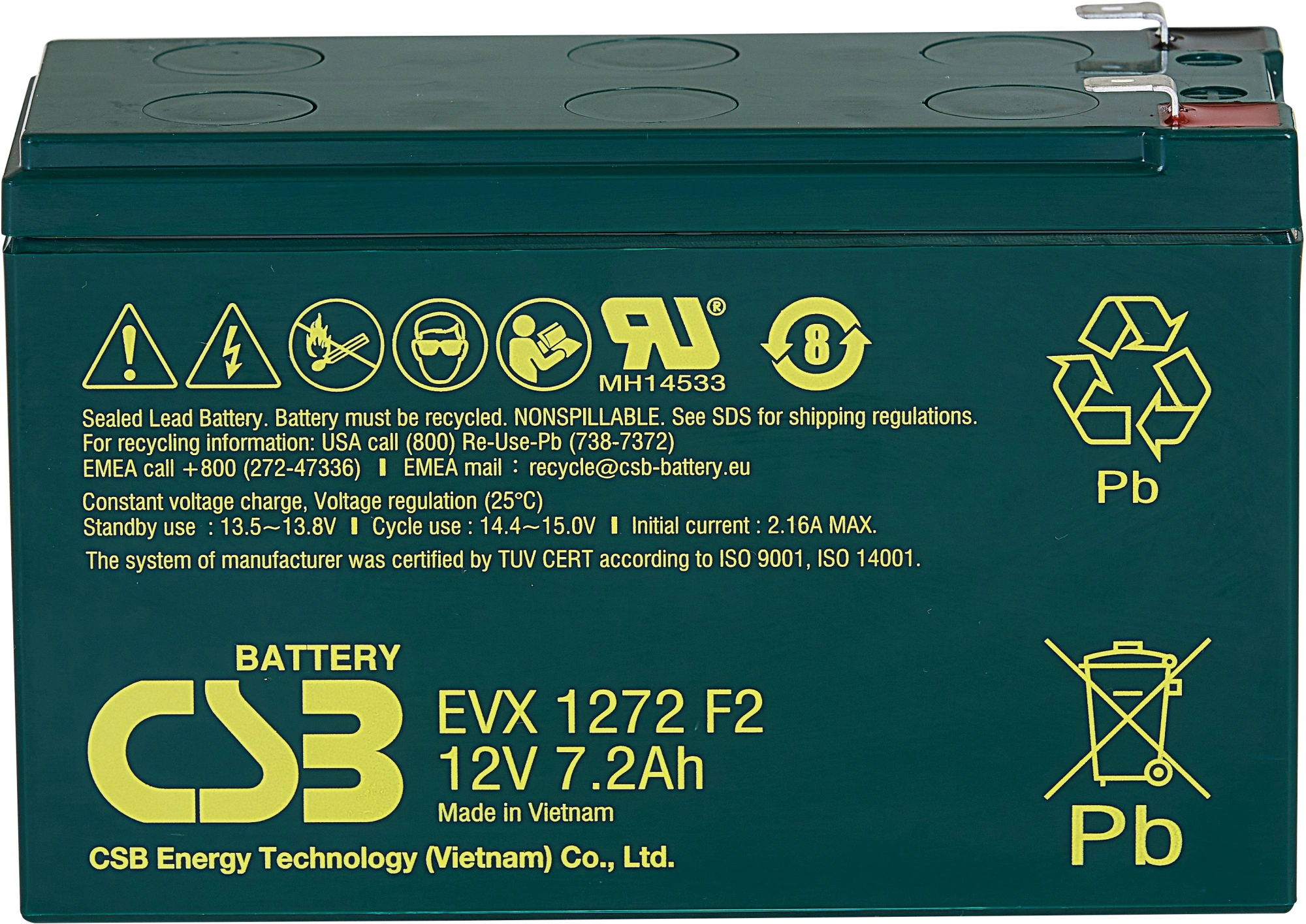 Батарея для ИБП CSB EVX1272 F2 12В 7.2Ач