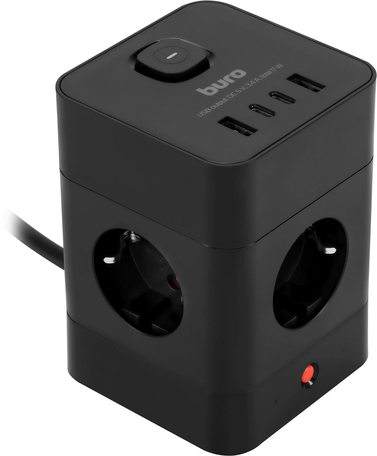Сетевой удлинитель Buro BU-PTE4.1UC-B 1.5м (4 розетки) черный (коробка) — изображение 2