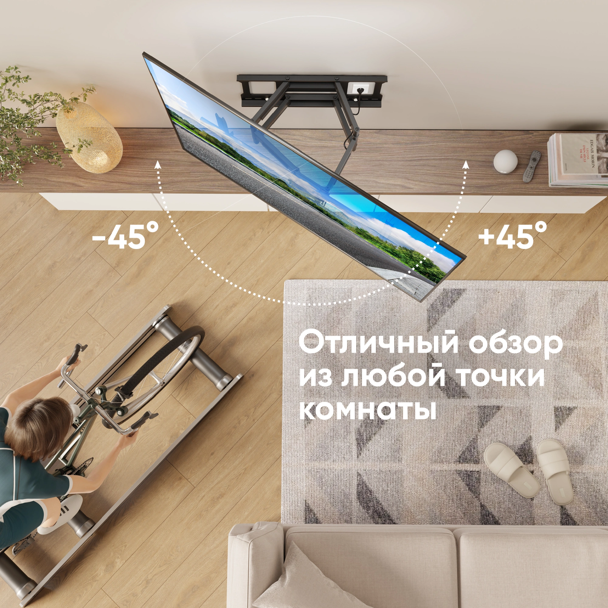 Кронштейн для телевизора Onkron M10 черный 42"-110" макс.100кг настенный поворотно-выдвижной и наклонный — изображение 6