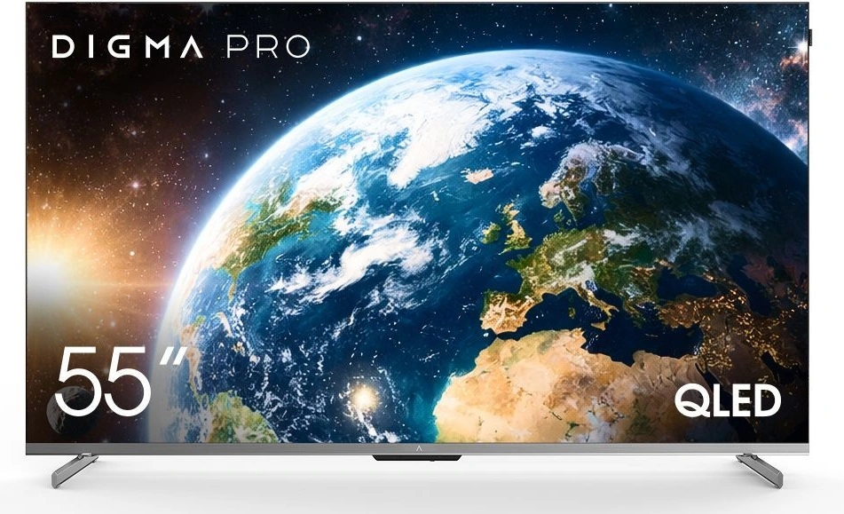 Телевизор QLED Digma Pro 55" QLED 55D Google TV Frameless черный графит/черный 4K Ultra HD 144Hz MEMC DVB-T DVB-T2 DVB-C DVB-S DVB-S2 USB WiFi Smart TV