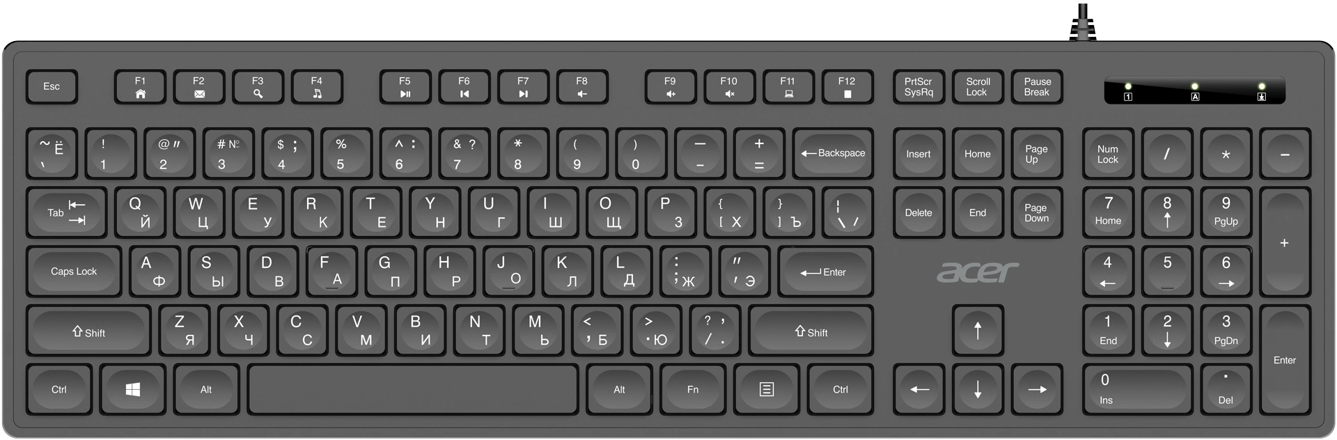 Клавиатура Acer OKW503 черный USB Multimedia (ZL.KBD11.00P) кабель 1.8м
