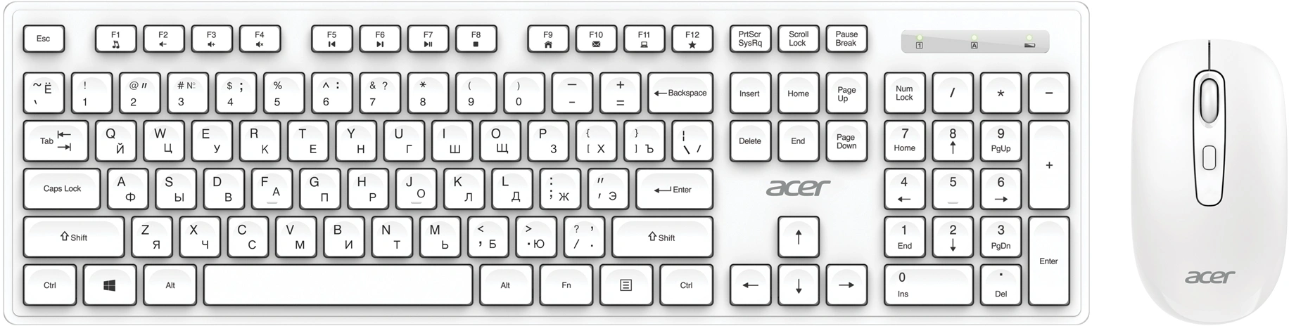 Клавиатура + мышь Acer OCC503 клав:белый мышь:белый USB беспроводная (ZL.ACC11.00L)