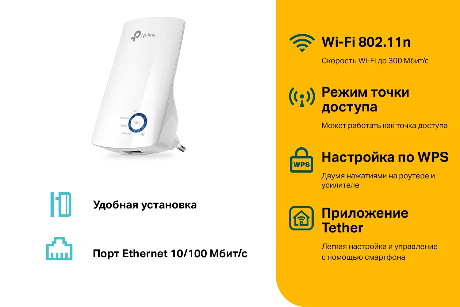 Повторитель беспроводного сигнала TP-Link TL-WA850RE N300 10/100BASE-TX белый — изображение 2