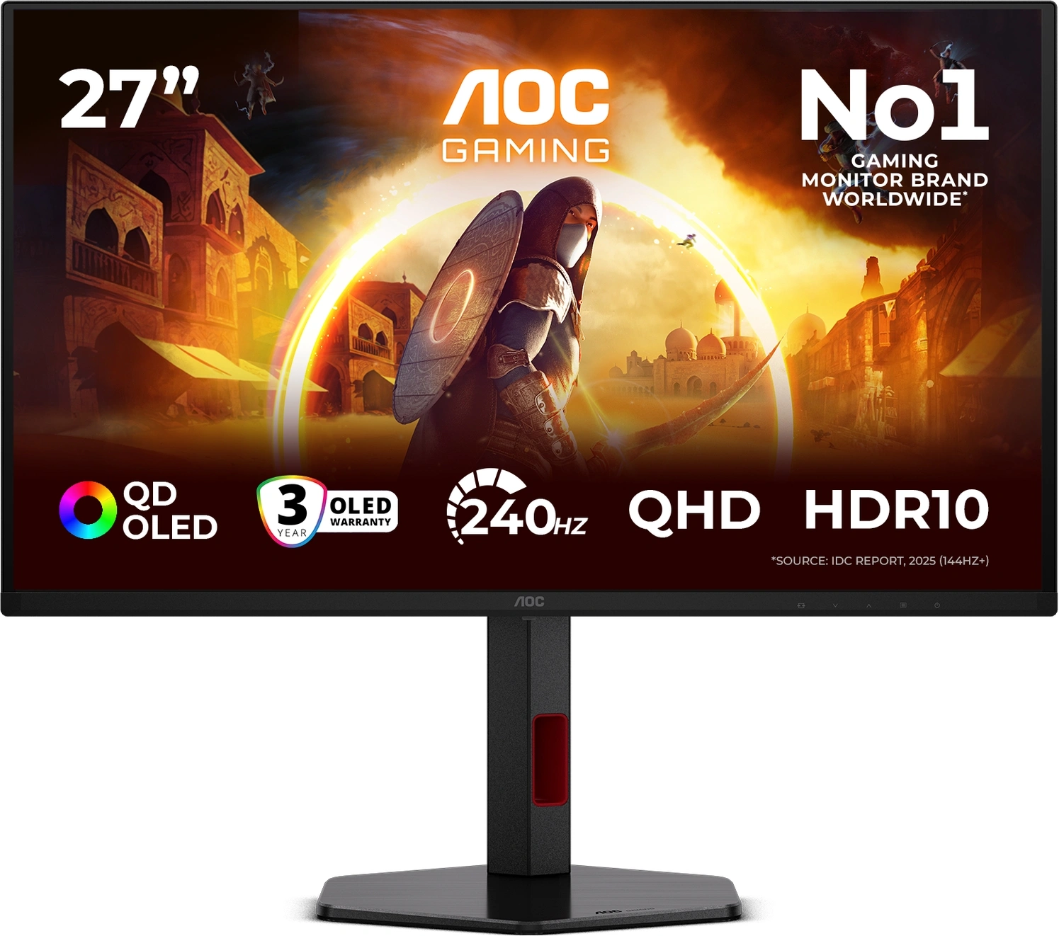 Монитор AOC 27" Q27G4ZDR черный QD OLED LED 16:9 HDMI матовая HAS Piv 400cd 178гр/178гр 2560x1440 240Hz DP 2K USB 5.52кг