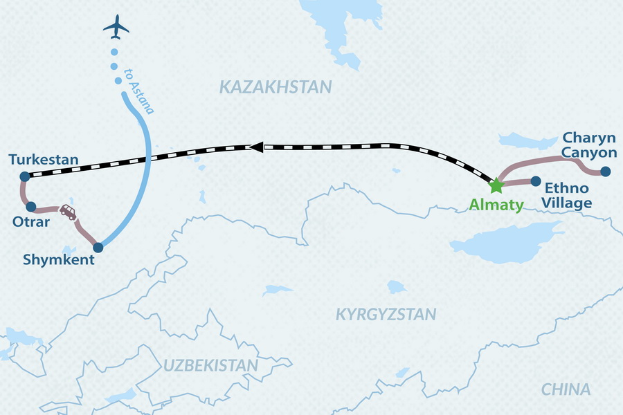 Traveler reviewing regional route map