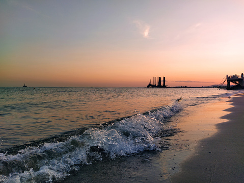 Каспийское побережье на закате