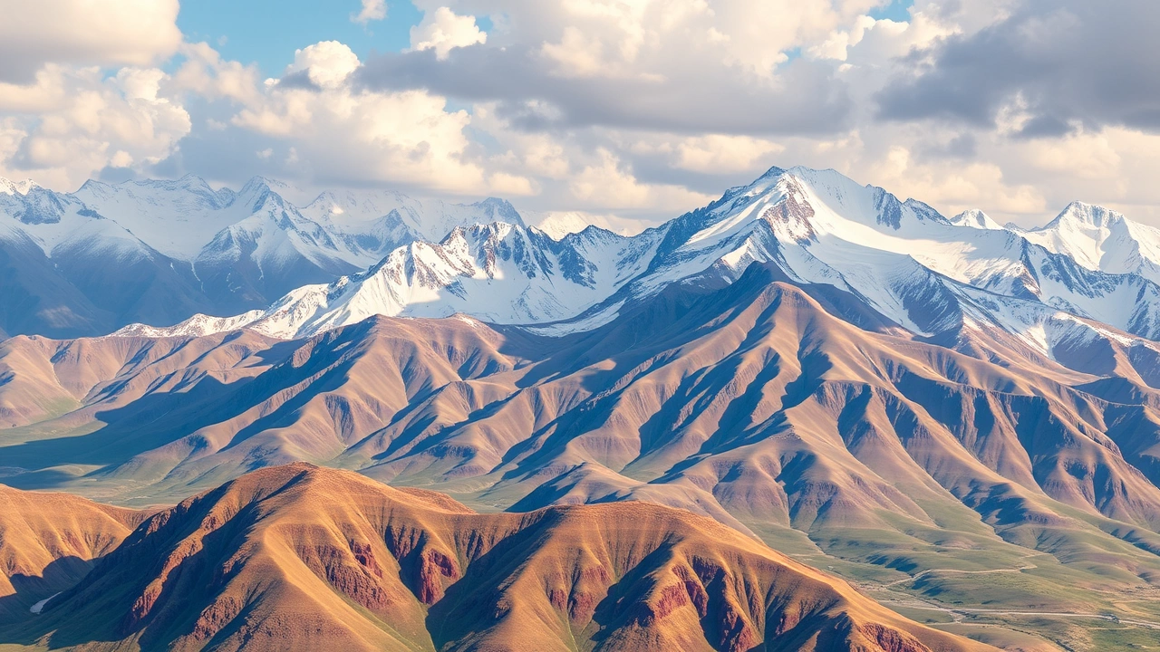 Полузасушливый горный ландшафт на юге Казахстана