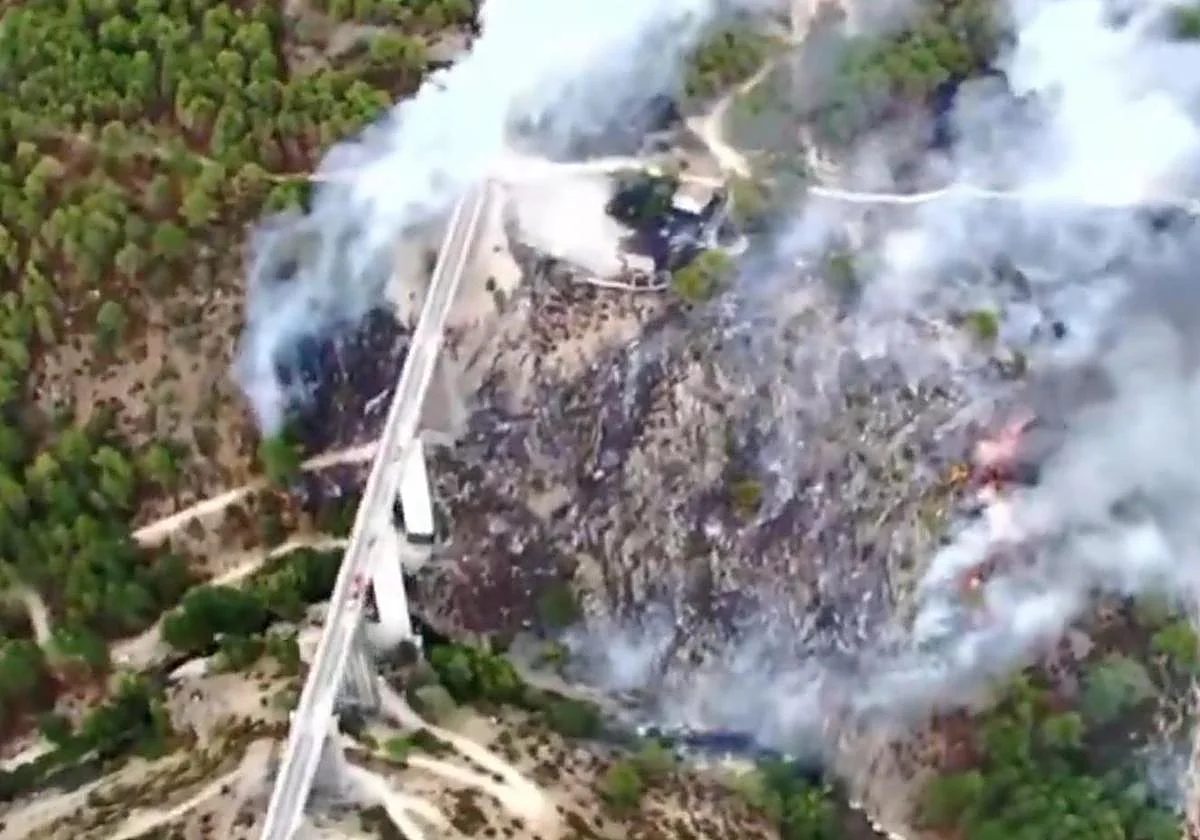 Imagen aérea del incendio.