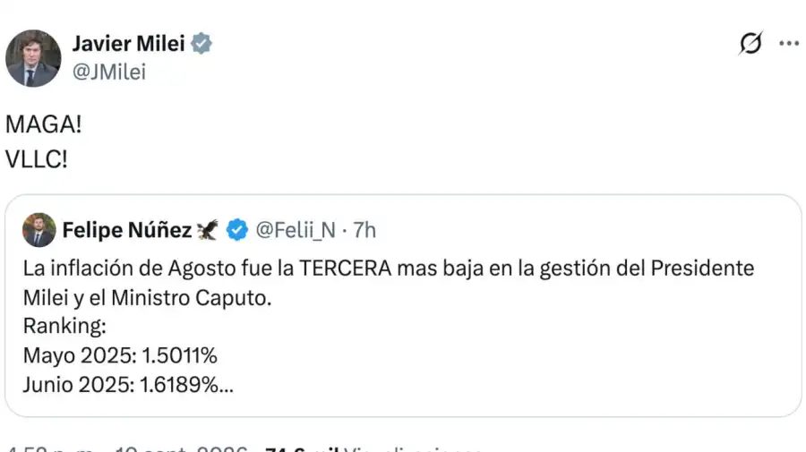 Javier Milei X 10092026