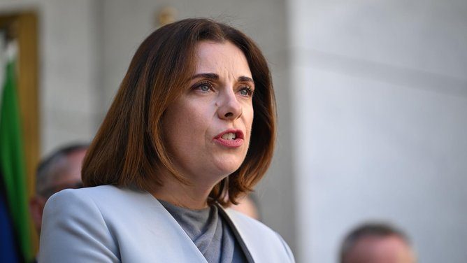 Communications Minister Anika Wells has offered wind back ministerial powers in Labor’s new internet safety laws. Picture: NewsWire / Martin Ollman