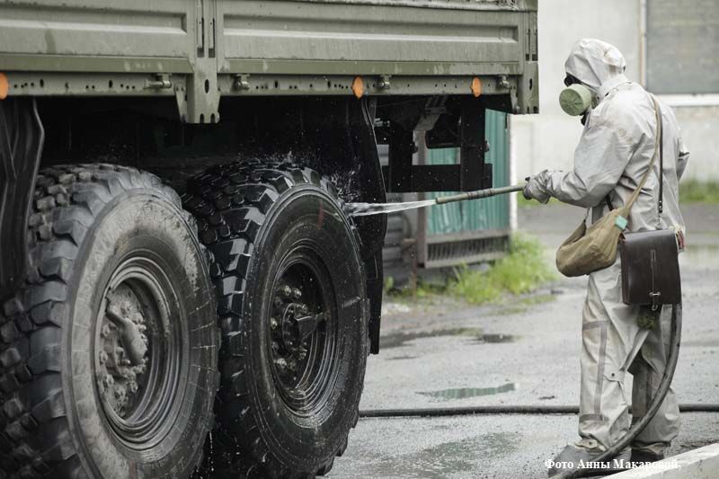 В Кургане военные продезинфицировали областной сборный пункт