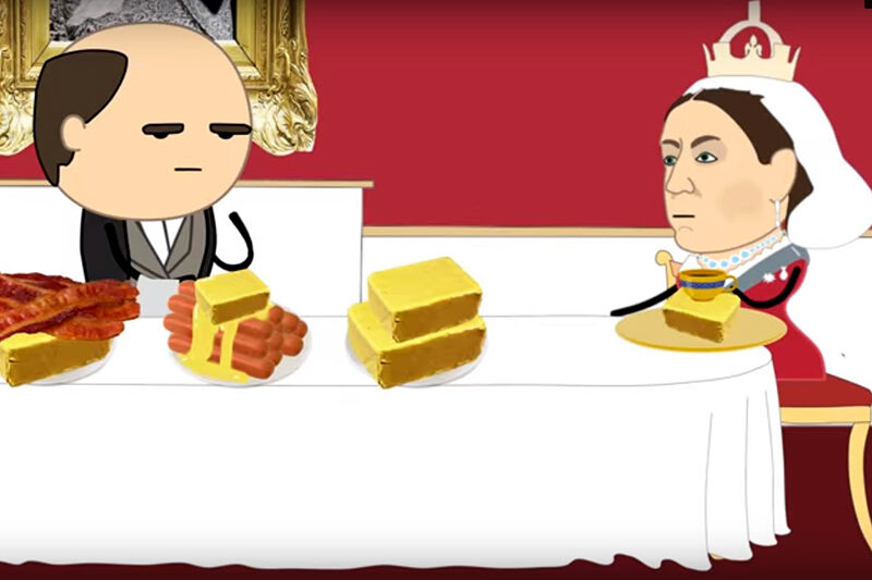 Мультяшная королева Англии попробовала курганское масло