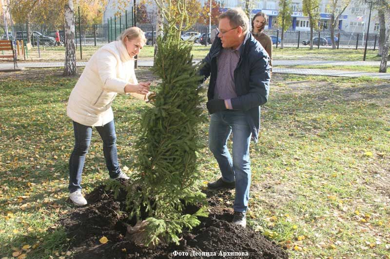 У памятника Александру Невскому в Кургане высадили композиционный комплекс саженцев