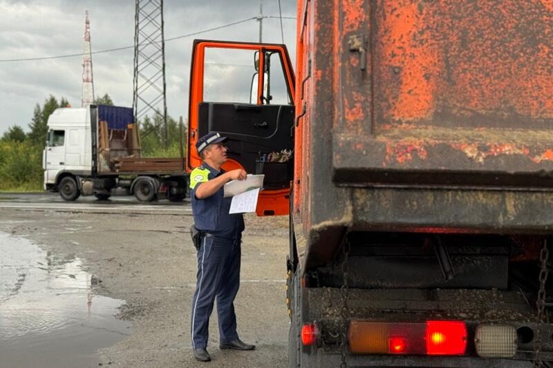 ГАИ проверяет грузовики в Курганской области