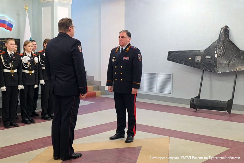 В музее истории Управления МВД России по Курганской области появился беспилотник, сбитый в зоне СВО