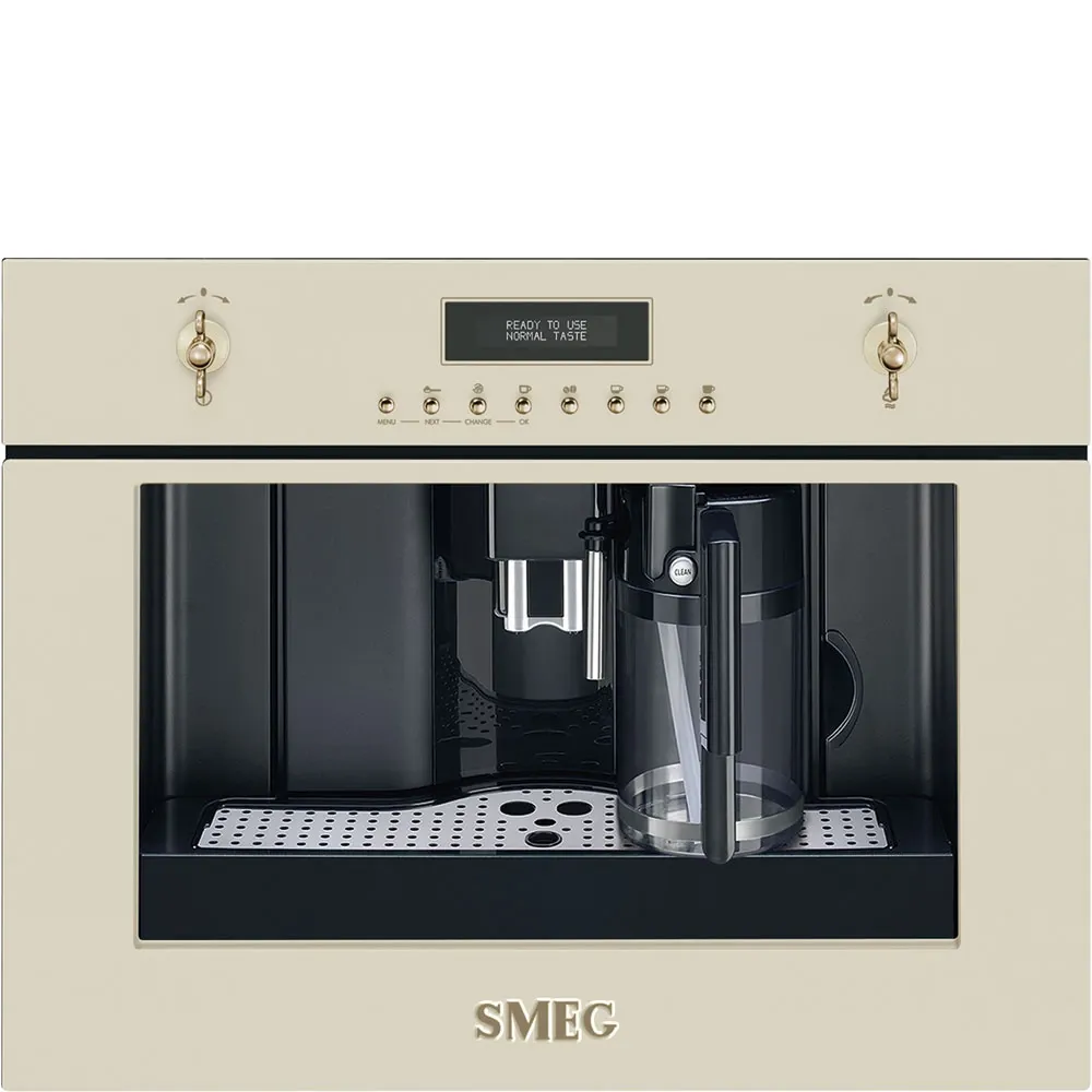 Кремовая встраиваемая кофемашина Smeg CMS8451P Coloniale с кнопками и регуляторами