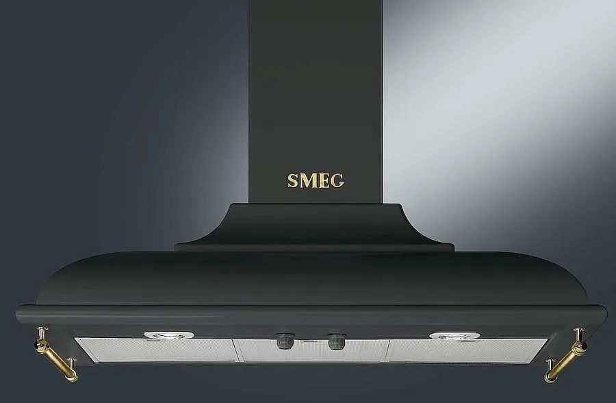 Классическая купольная вытяжка Smeg антрацит с латунными деталями