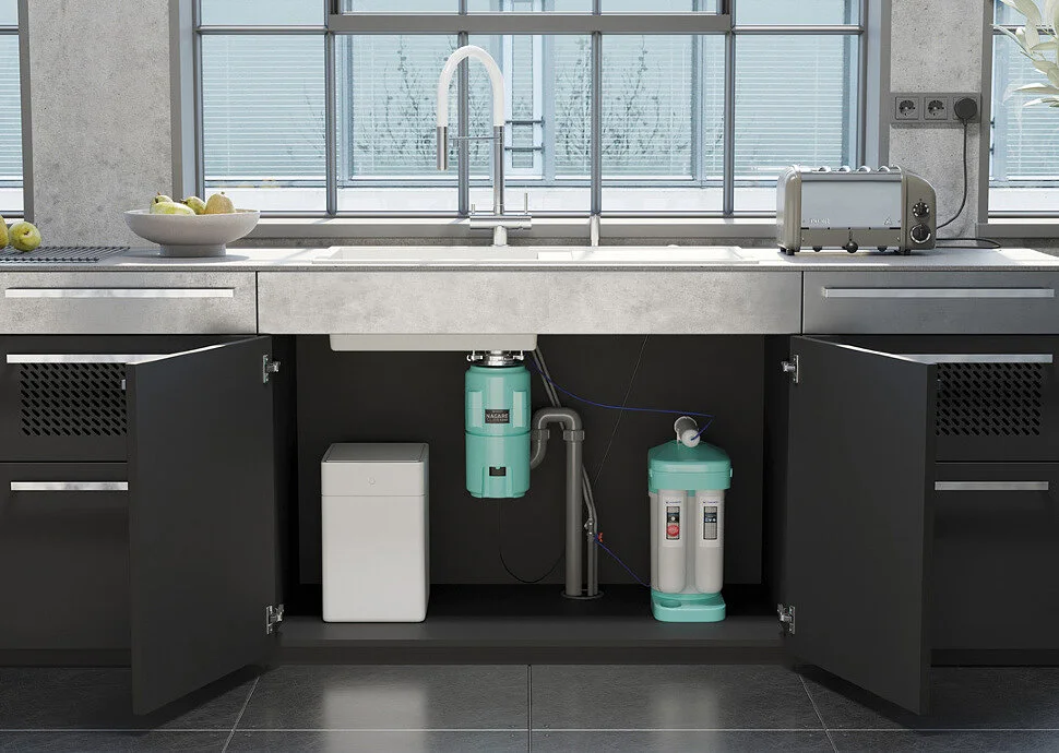 Новинка Omoikiri: измельчитель пищевых отходов Nagare Slim 1250 в цвете Azur Blue