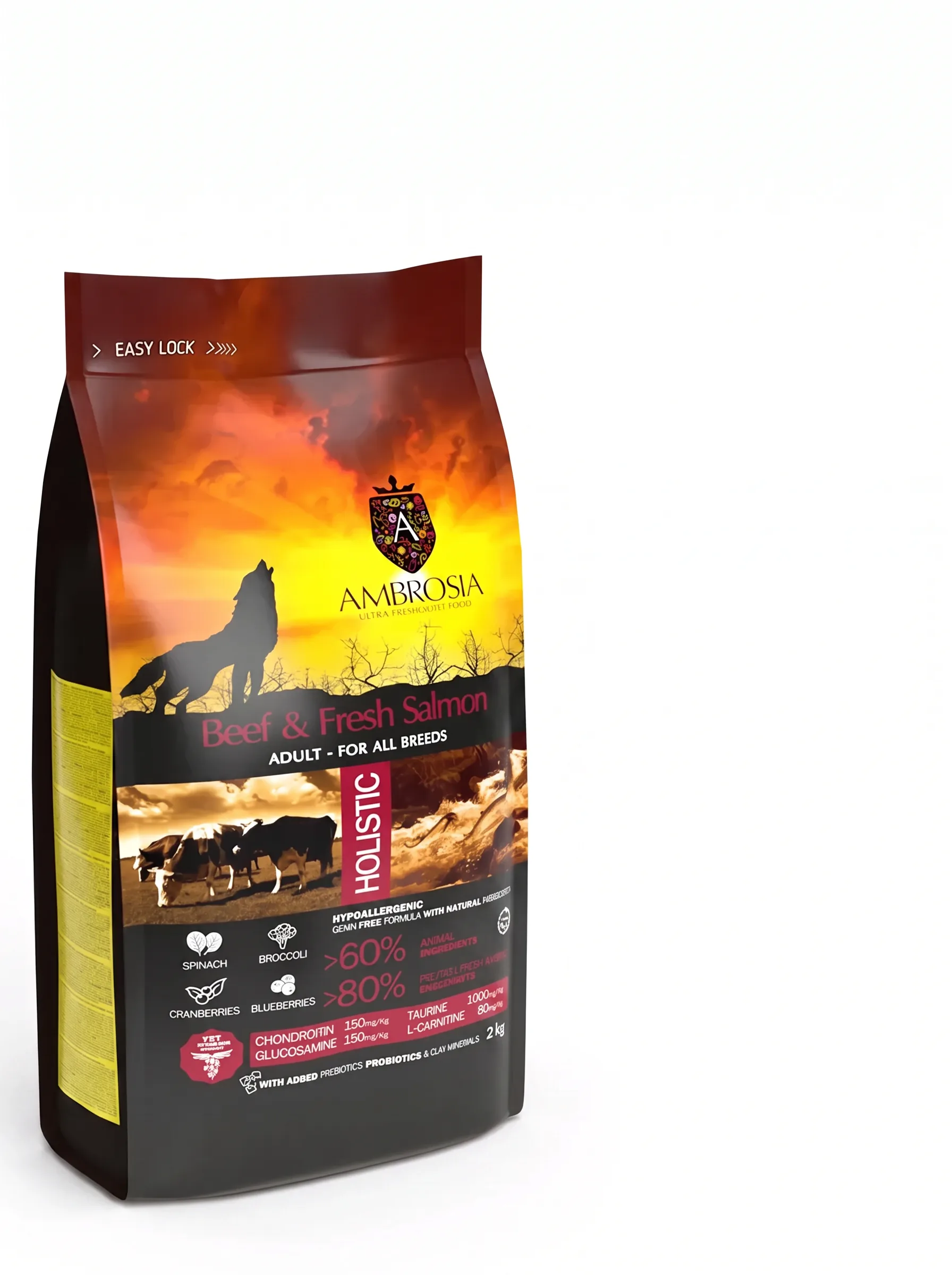 Изображение 1 для Ambrosia сухой корм для собак (Говядина и Лосось) 2 кг