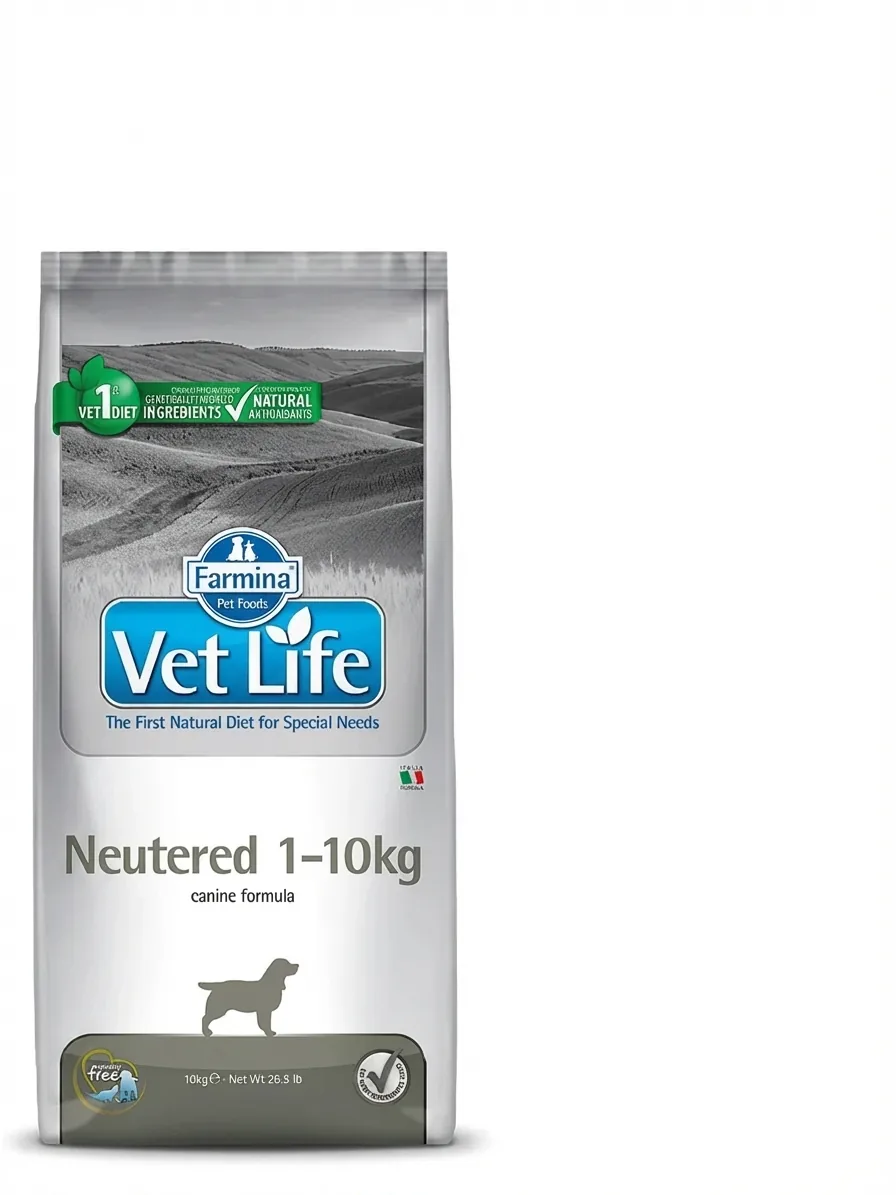 Изображение 1 для Сухой диетический корм Farmina Vet Life Neutered для взрослых кастрированных и стерилизованных собак весом менее 10 кг, курица, 10кг