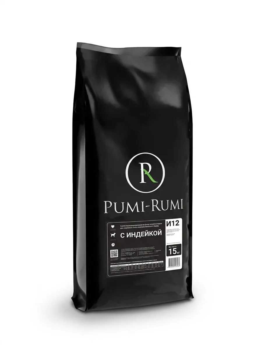 Изображение 1 для Сухой корм для собак средних пород с индейкой PUMI-RUMI OPTIMAL премиум, 15 кг.,гранула 12 мм.