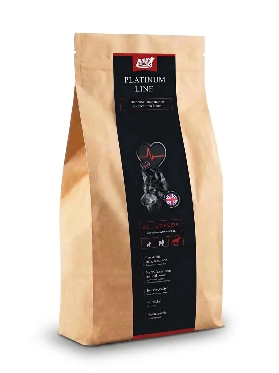 Изображение 1 для Сухой полнорационный корм для собак (крупных пород) BUDDY DINNER Platinum Line с индейкой, говядиной и ягненком, 3 кг