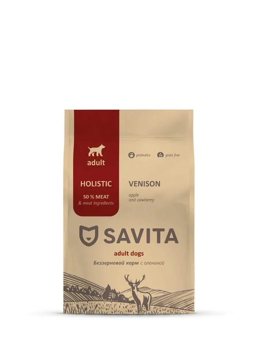 Изображение 1 для SAVITA сухой корм Беззерновой корм для собак с олениной, GRAIN FREE ADULT, Venison & Potato, 18 кг