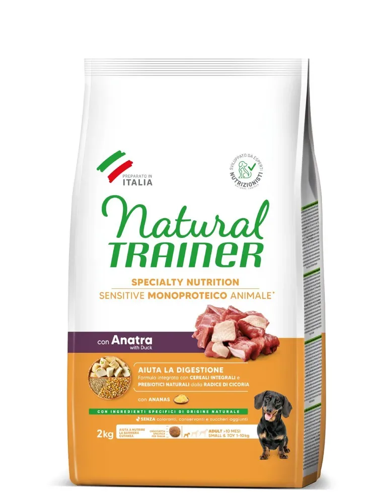 Trainer Natural корм для собак малых пород с чувствительным пищеварением, с уткой 2кг