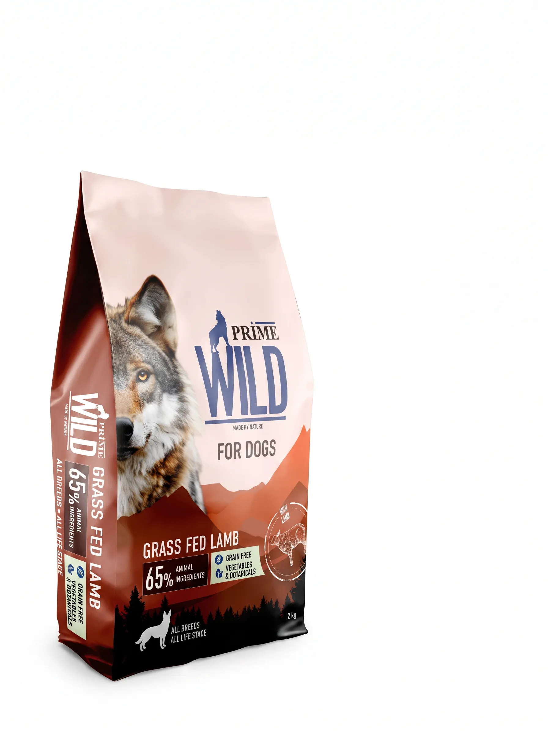 Изображение 1 для Корм для собак и щенков всех пород сухой PRIME WILD беззерновой на ягнёнке, 2кг